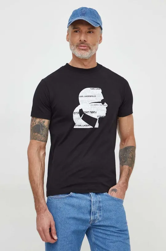 Karl Lagerfeld t-shirt bawełniany czarny