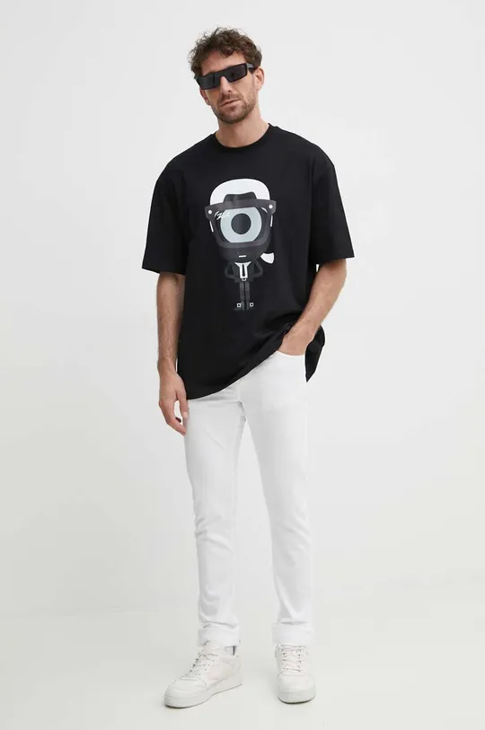 Bombažna kratka majica Karl Lagerfeld Dour Darcel X Karl črna