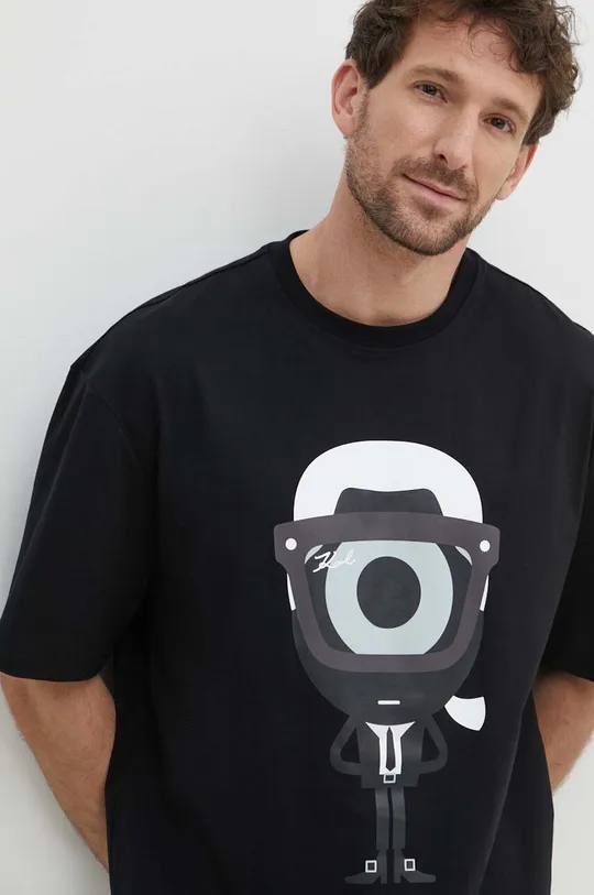 czarny Karl Lagerfeld t-shirt bawełniany Dour Darcel X Karl