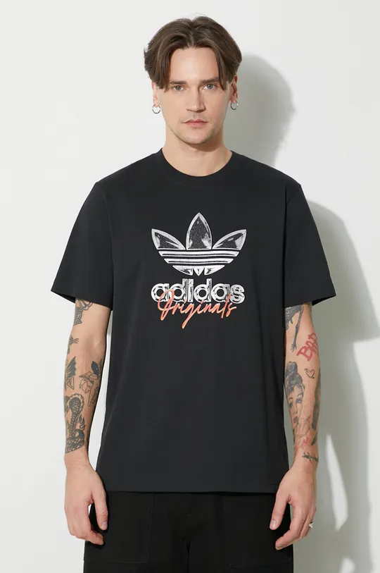 čierna Bavlnené tričko adidas Originals Supply 3-Stripes Short Sleeve Tee Pánsky
