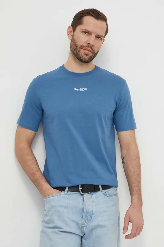 голубой Хлопковая футболка Marc O'Polo Мужской