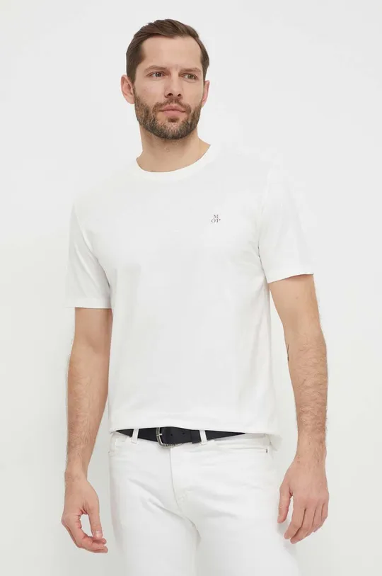 bela Bombažna kratka majica Marc O'Polo Moški