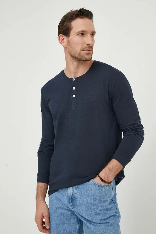 Βαμβακερή μπλούζα με μακριά μανίκια Marc O'Polo σκούρο μπλε