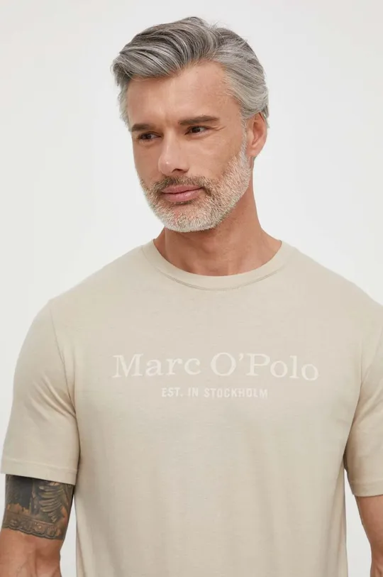 Бавовняна футболка Marc O'Polo бежевий