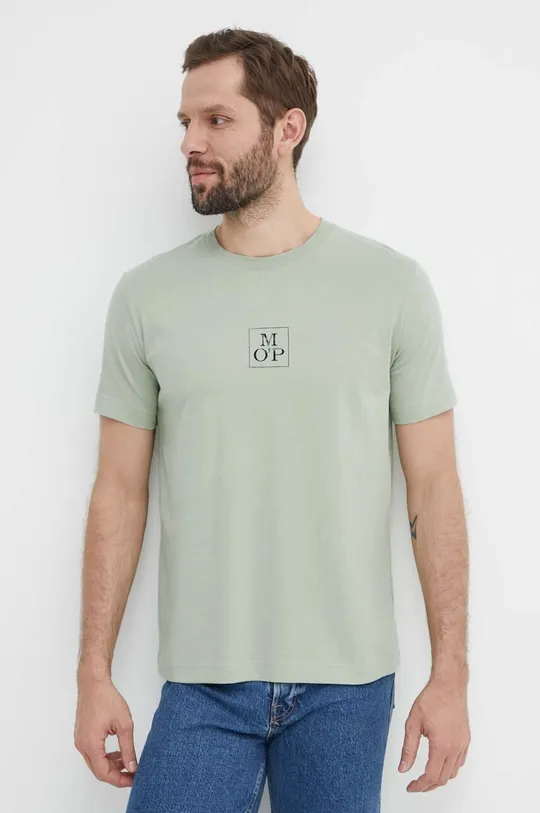 Bombažna kratka majica Marc O'Polo zelena