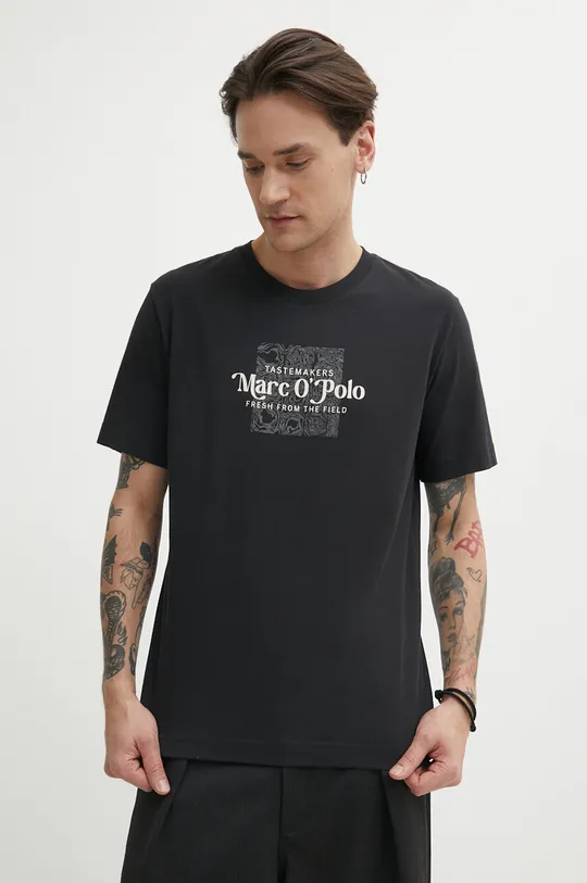 μαύρο Βαμβακερό μπλουζάκι Marc O'Polo Ανδρικά