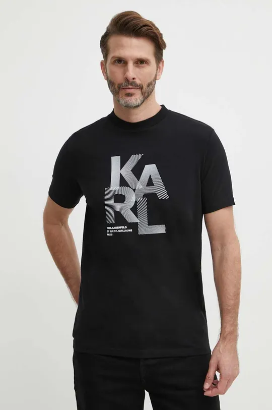 Karl Lagerfeld t-shirt z elastanem czarny 542221.755037
