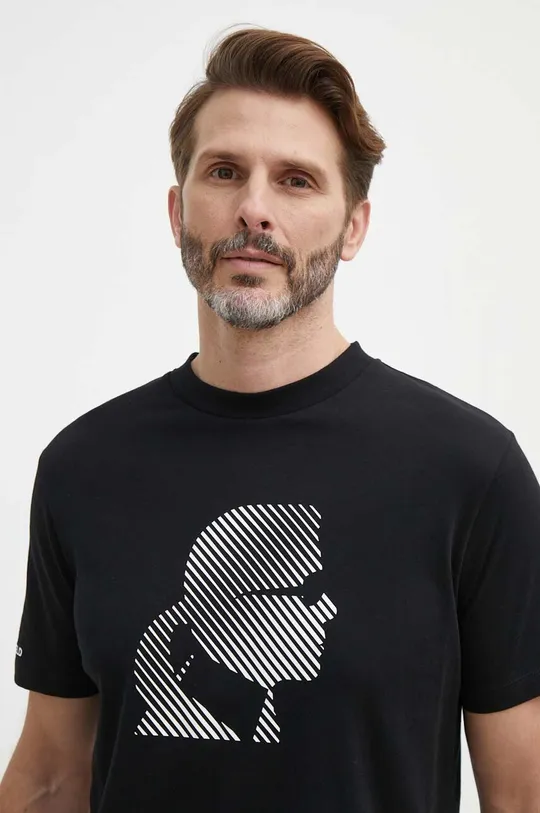 čierna Bavlnené tričko Karl Lagerfeld Pánsky