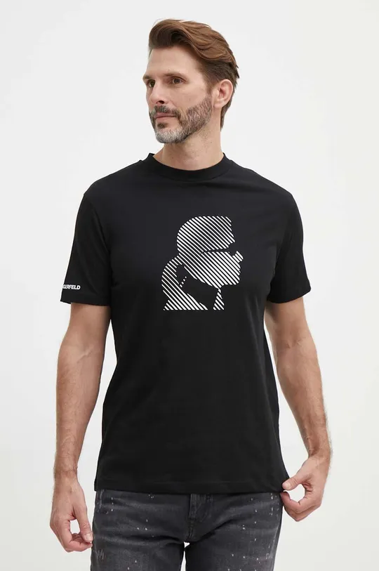 чорний Бавовняна футболка Karl Lagerfeld