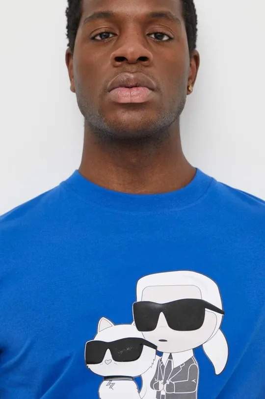 niebieski Karl Lagerfeld t-shirt bawełniany
