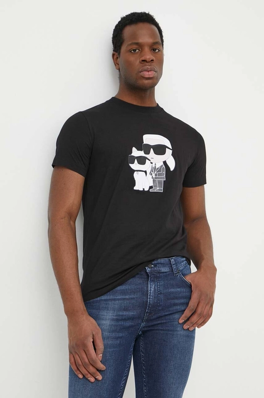 czarny Karl Lagerfeld t-shirt bawełniany