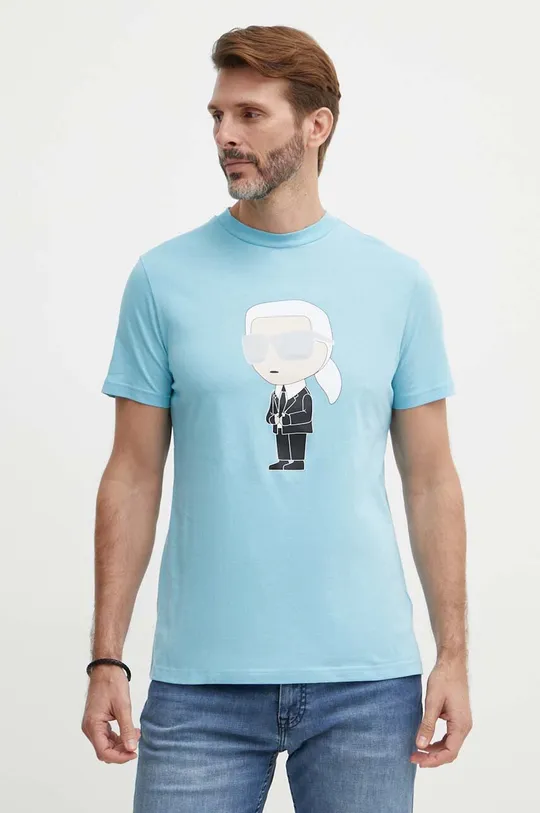 modra Bombažna kratka majica Karl Lagerfeld