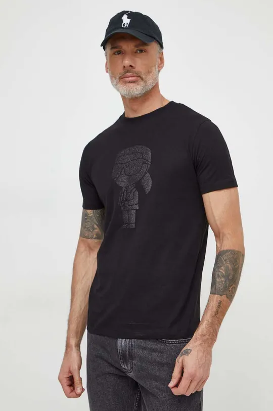 čierna Bavlnené tričko Karl Lagerfeld