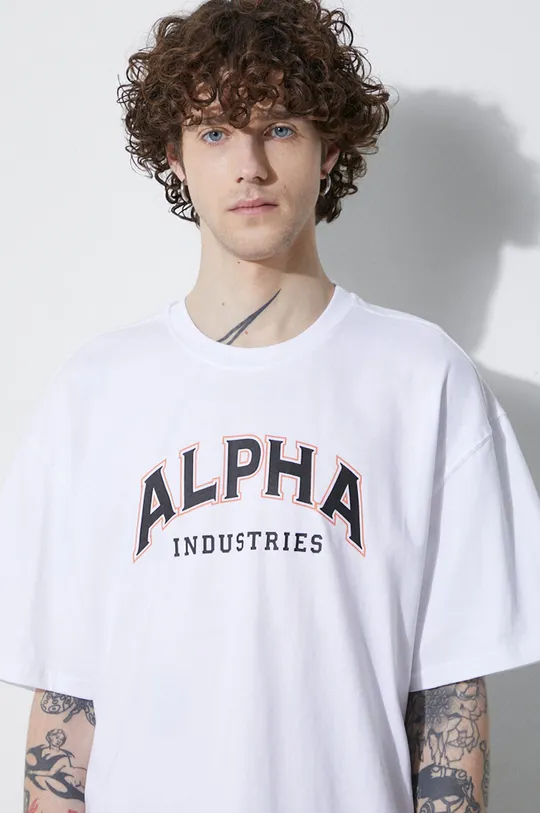 alb Alpha Industries tricou din bumbac College