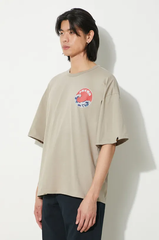 beżowy Alpha Industries t-shirt bawełniany Japan Wave Warrior