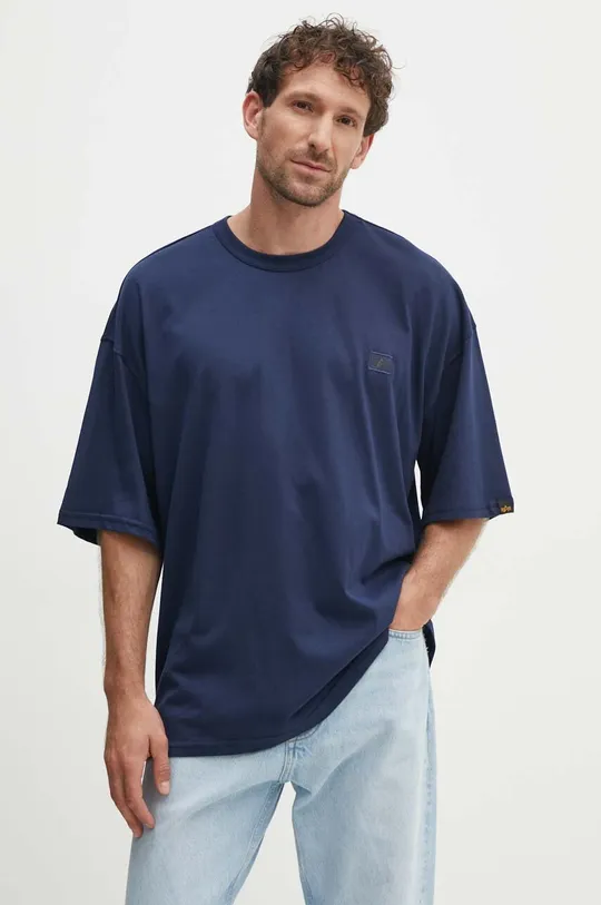 Βαμβακερό μπλουζάκι Alpha Industries Essentials RL σκούρο μπλε