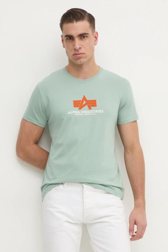 Alpha Industries t-shirt bawełniany Basic Rubber zielony 100501RB