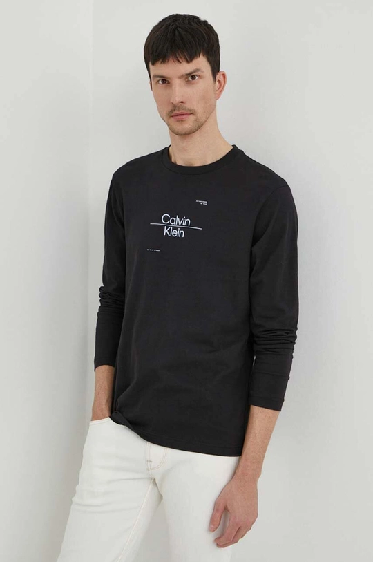 czarny Calvin Klein longsleeve bawełniany Męski