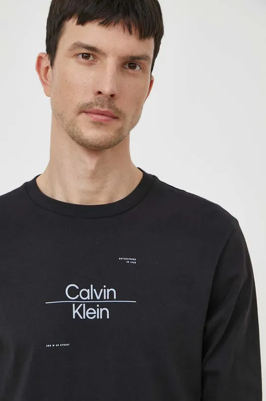 чёрный Хлопковый лонгслив Calvin Klein