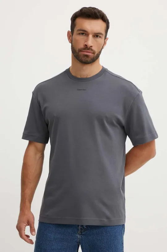 γκρί Βαμβακερό μπλουζάκι Calvin Klein Ανδρικά