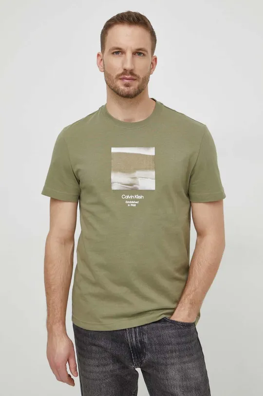 Calvin Klein t-shirt bawełniany zielony