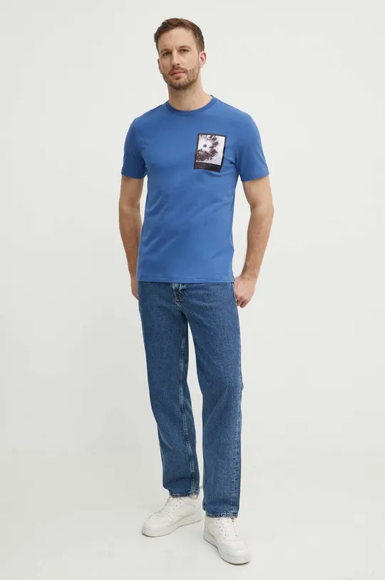 Calvin Klein t-shirt bawełniany niebieski