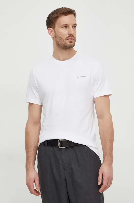 Bombažna kratka majica Calvin Klein bela