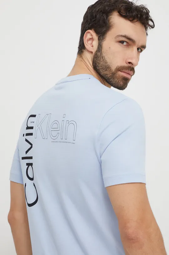 голубой Хлопковая футболка Calvin Klein Мужской