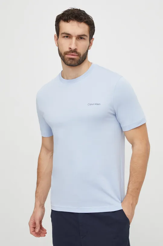 Bombažna kratka majica Calvin Klein modra