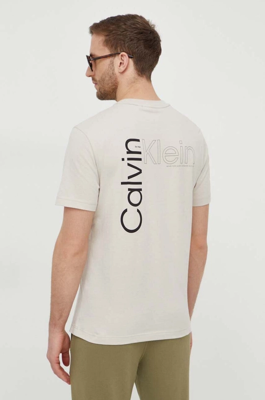 beżowy Calvin Klein t-shirt bawełniany