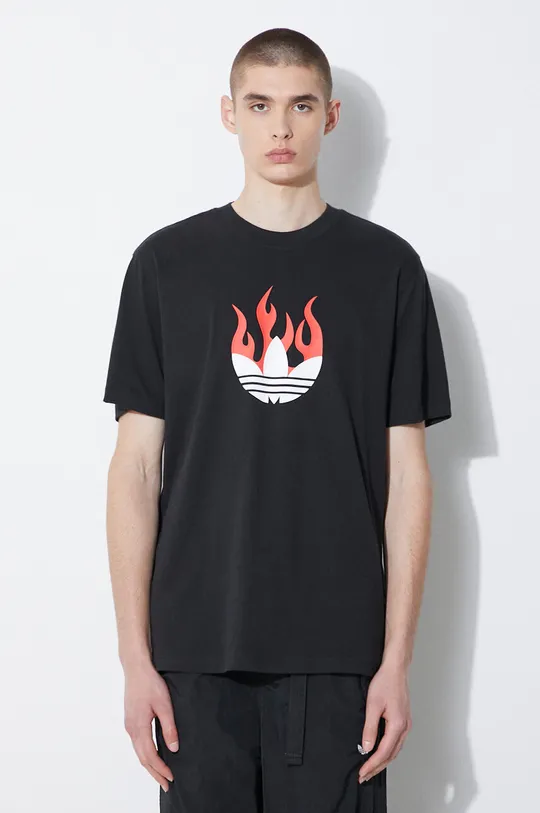 black adidas Originals cotton t-shirt Flames