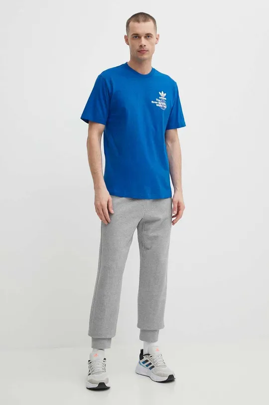 Бавовняна футболка adidas Originals блакитний