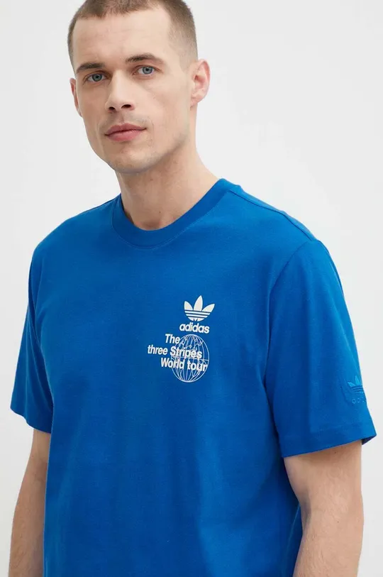 μπλε Βαμβακερό μπλουζάκι adidas Originals