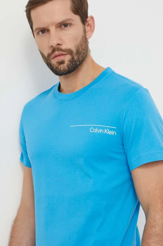 modra Bombažna kratka majica Calvin Klein Moški