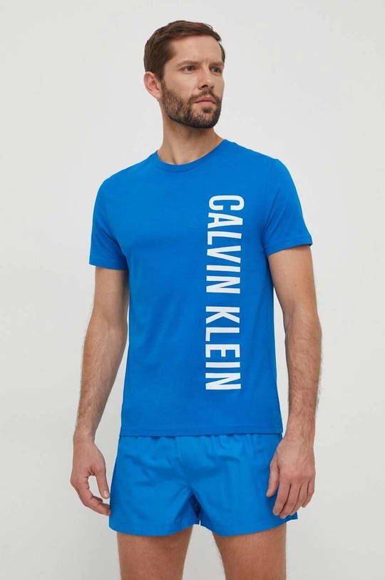 Calvin Klein t-shirt bawełniany niebieski