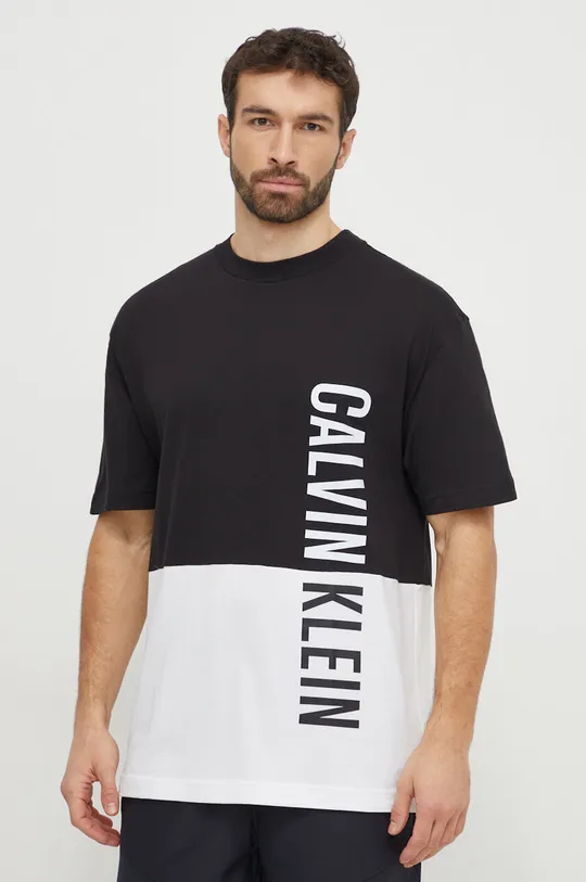 μαύρο Βαμβακερό μπλουζάκι παραλίας Calvin Klein Ανδρικά