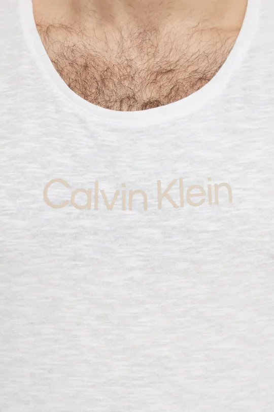 bela Kratka majica s primesjo lanu Calvin Klein