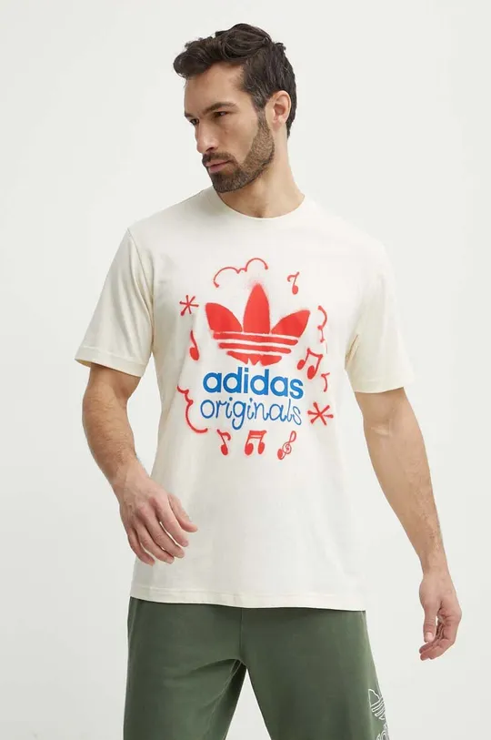 μπεζ Βαμβακερό μπλουζάκι adidas Originals Ανδρικά
