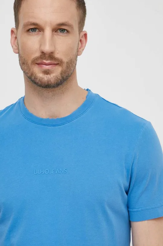 niebieski Liu Jo t-shirt bawełniany Męski