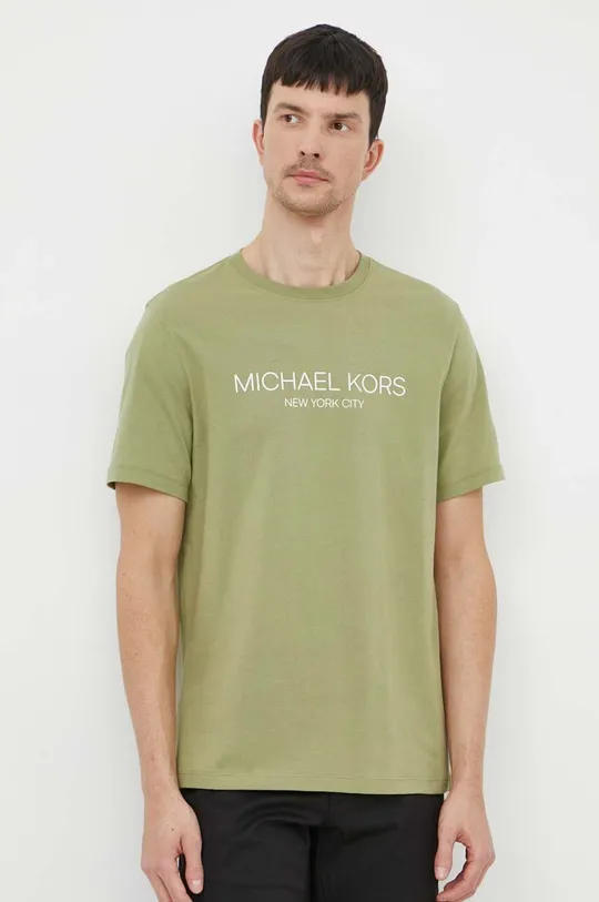 zelena Bombažna kratka majica Michael Kors Moški