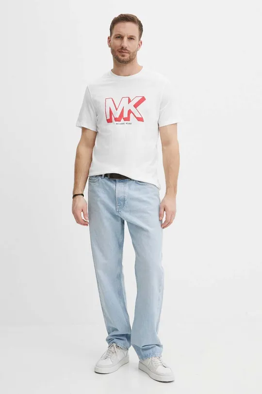 Bombažna kratka majica Michael Kors bela