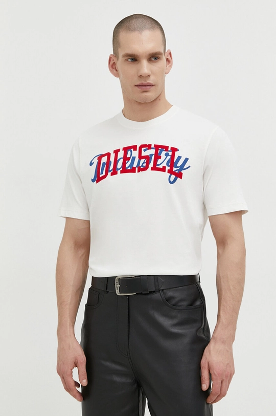 beżowy Diesel t-shirt bawełniany Męski