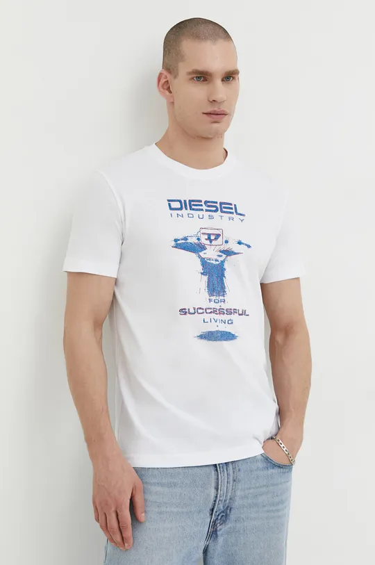 biały Diesel t-shirt bawełniany Męski