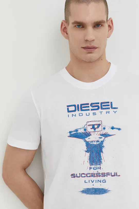 biela Bavlnené tričko Diesel T-DIEGOR-K69
