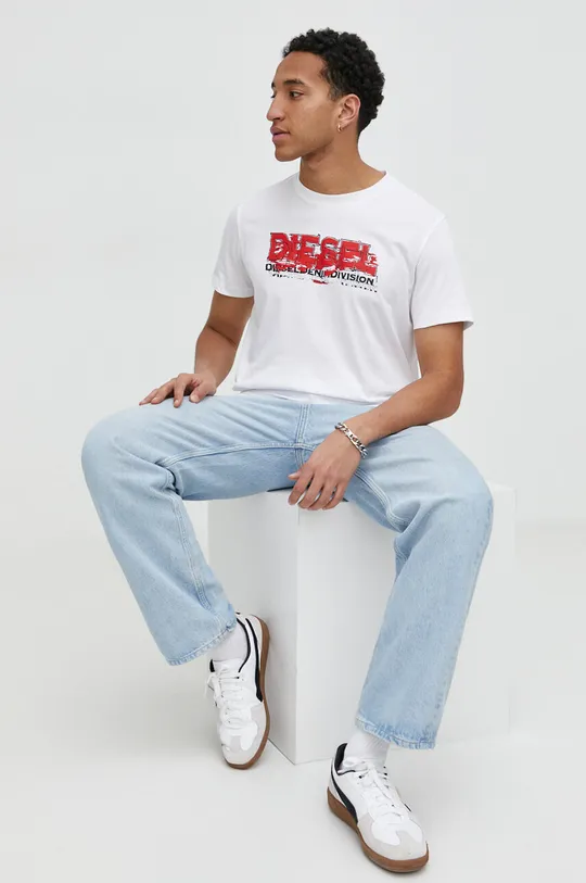 Βαμβακερό μπλουζάκι Diesel λευκό