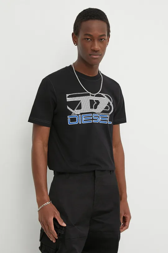 чорний Бавовняна футболка Diesel T-DIEGOR-K74 Чоловічий