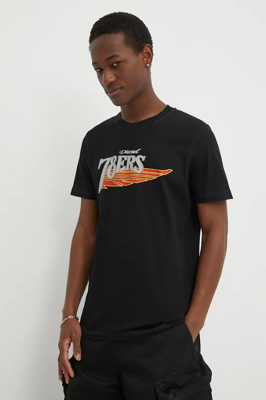 czarny Diesel t-shirt bawełniany T-DIEGOR-K75 Męski