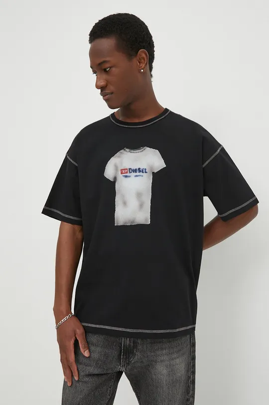 czarny Diesel t-shirt bawełniany T-BOXT-N12 Męski