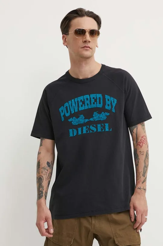 чёрный Хлопковая футболка Diesel T-RUST