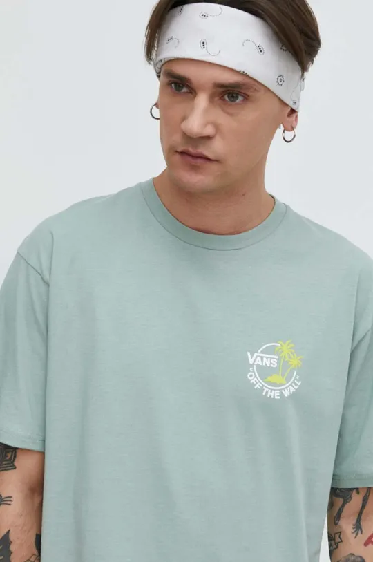 zelena Bombažna kratka majica Vans Moški